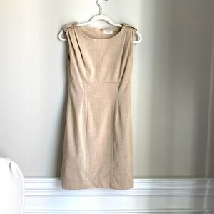 Calvin Klein Tan Sleeveless Crew Neck Dress